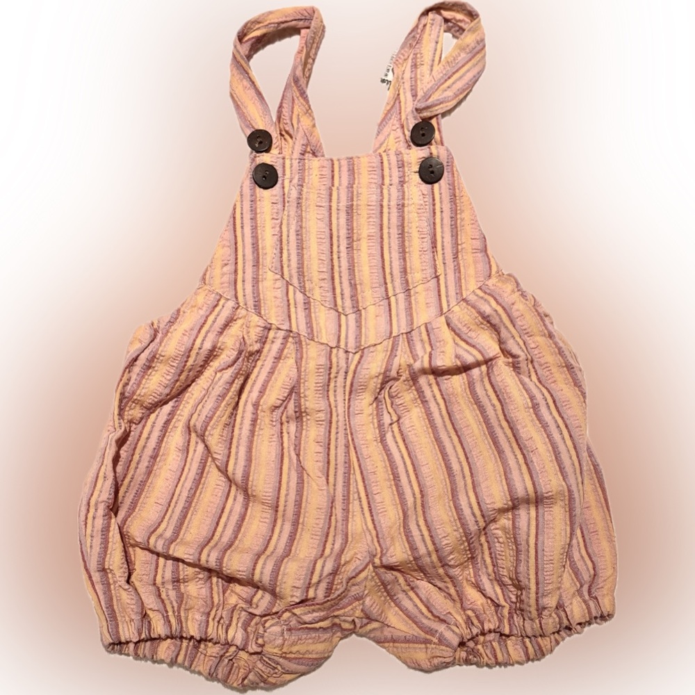 Fabindia Kids Infant Multicolor Seersucker Stripe Romper 0-3 mos. Cotton NWT